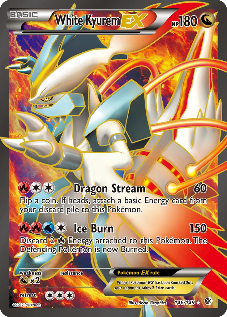 2012 Boundaries Crossed White Kyurem-EX #103/149 Rare Holo EX card image