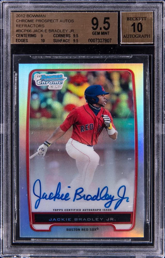 2012 Bowman Chrome Jackie Bradley Jr. Prospect Autographs Refractors #BCP66 card image
