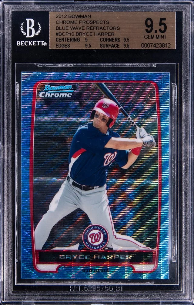 2012 Bowman Chrome Prospects Bryce Harper Blue Wave Refractor #BCP10 card image