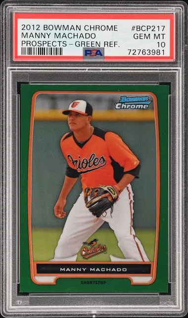 2012 Bowman Chrome Prospects Manny Machado Green Refractor #BCP217 card image