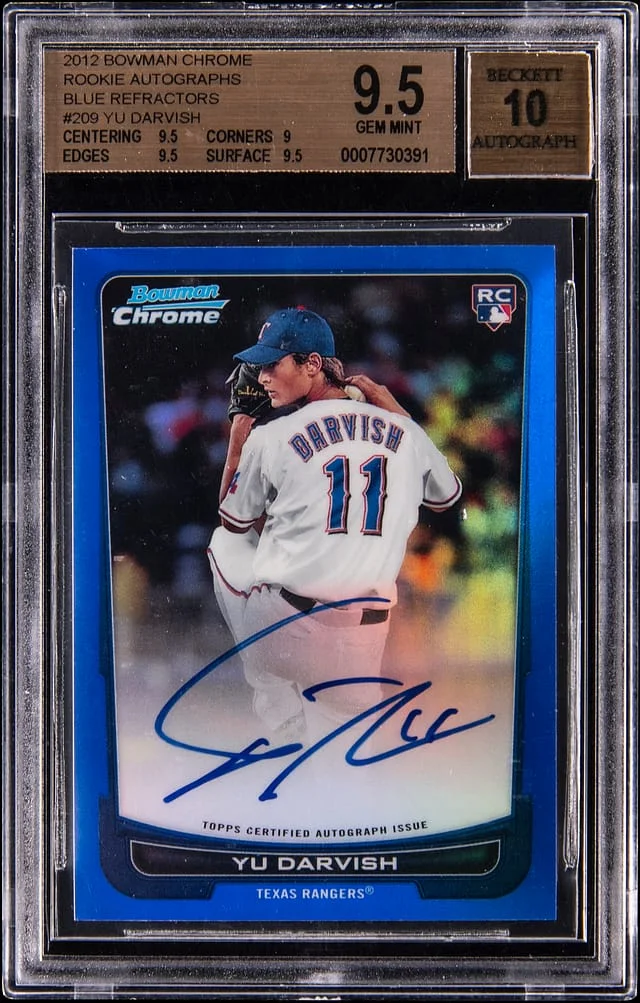 2012 Bowman Chrome Yu Darvish Autographs Blue Refractor #209 card image