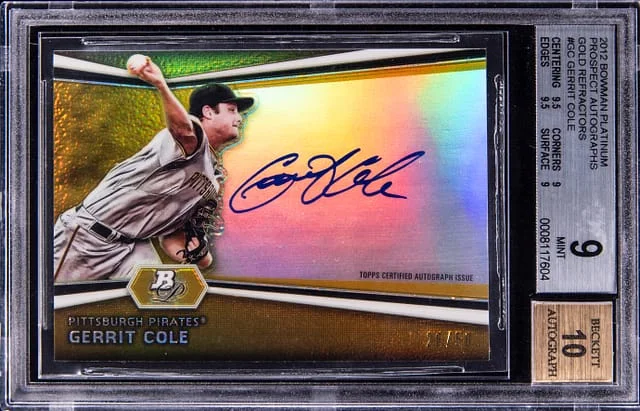 2012 Bowman Platinum Gerrit Cole Prospect Autograph Gold Refractor #GC card image
