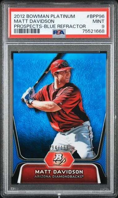 2012 Bowman Platinum Matt Davidson Prospects Blue Refractor #BPP96 card image
