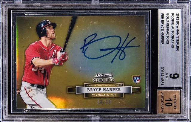 2012 Bowman Sterling Bryce Harper Autographs Gold Refractor #BSAR-BH card image