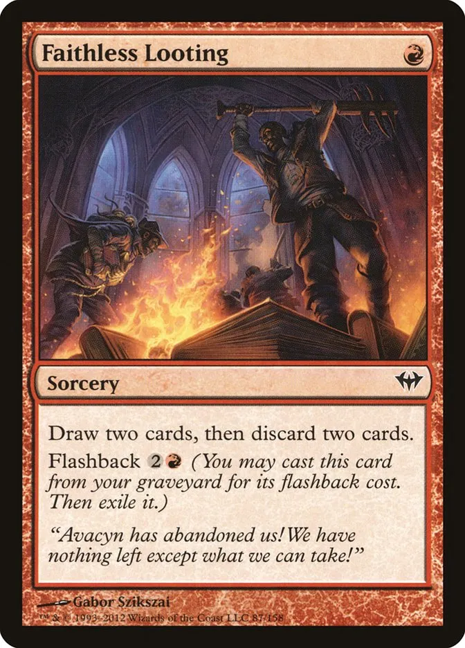 2012 Dark Ascension Faithless Looting common #87 unlisted card image