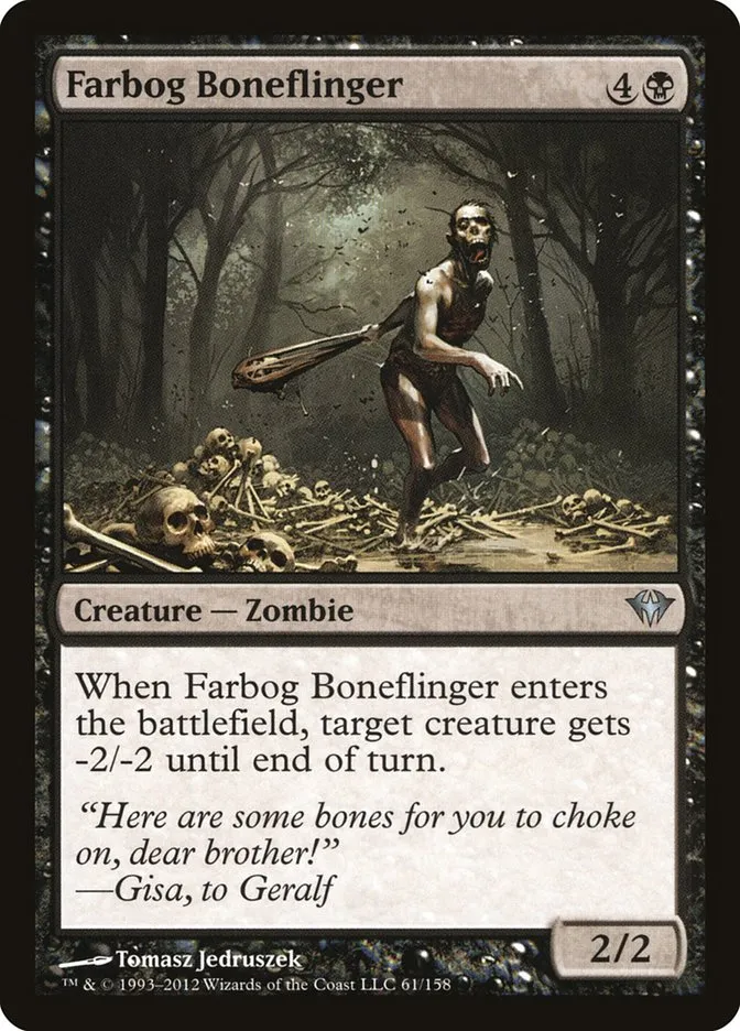 2012 Dark Ascension Farbog Boneflinger uncommon #61 unlisted card image