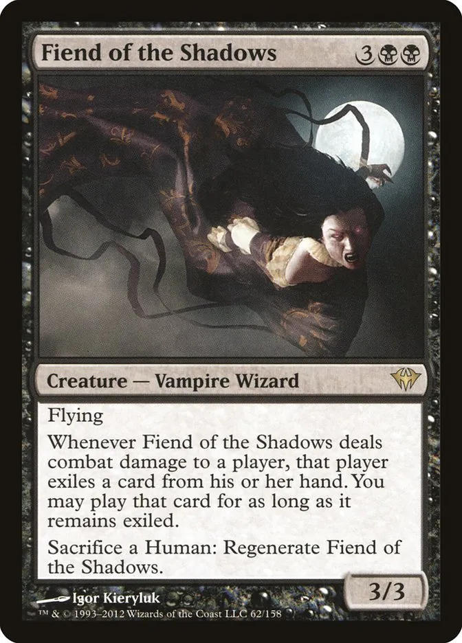 2012 Dark Ascension Fiend of the Shadows rare #62 unlisted card image