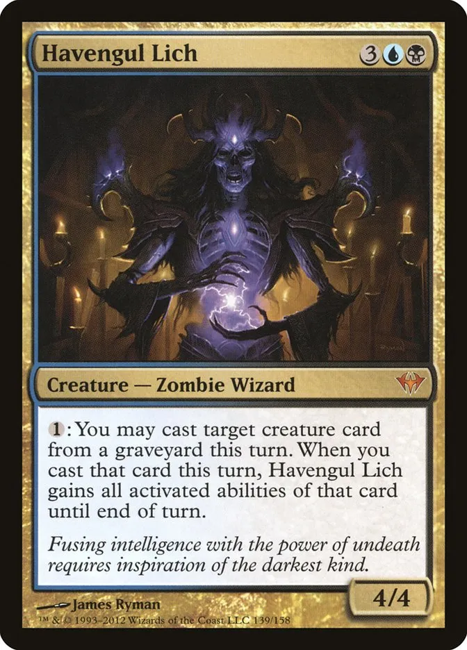 2012 Dark Ascension Havengul Lich mythic #139 unlisted card image
