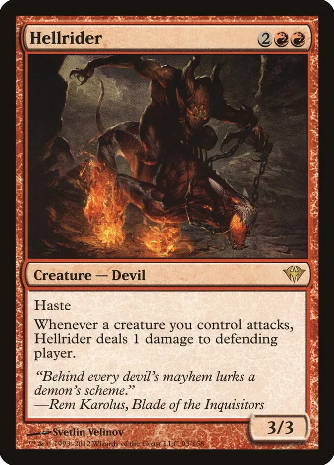 2012 Dark Ascension Hellrider rare #93 unlisted card image