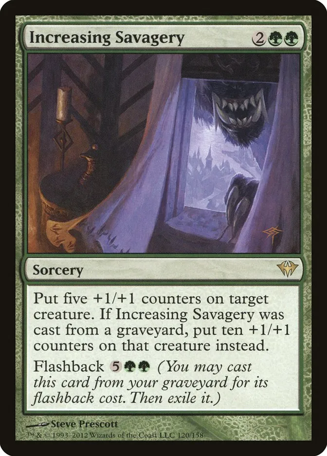 2012 Dark Ascension Increasing Savagery rare #120 unlisted card image