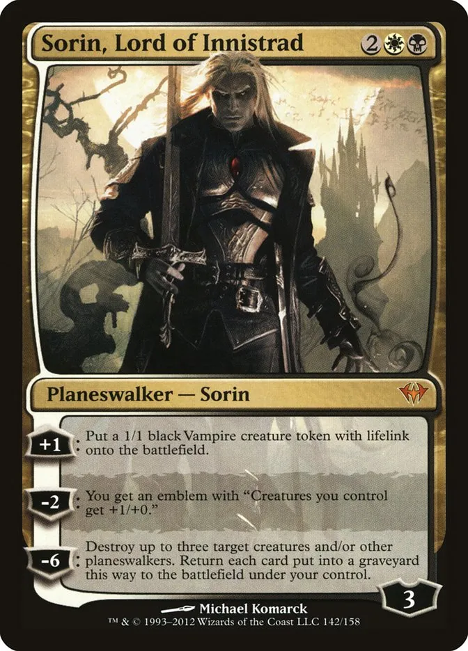 2012 Dark Ascension Sorin, Lord of Innistrad mythic #142 unlisted card image