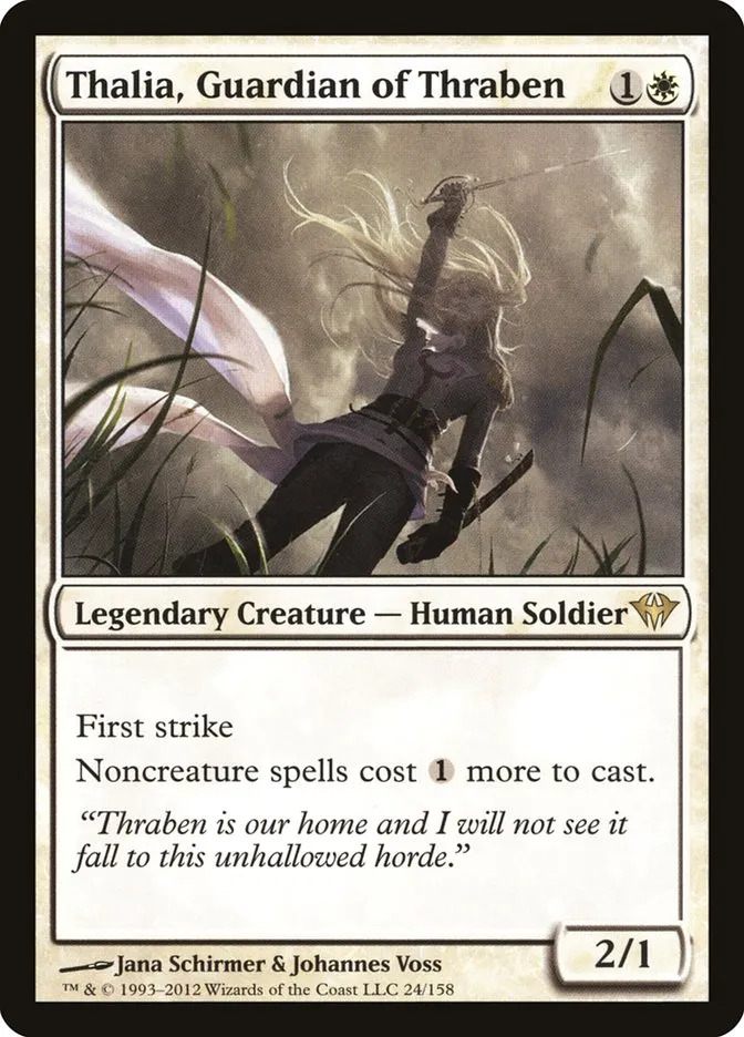 2012 Dark Ascension Thalia, Guardian of Thraben rare #24 unlisted card image