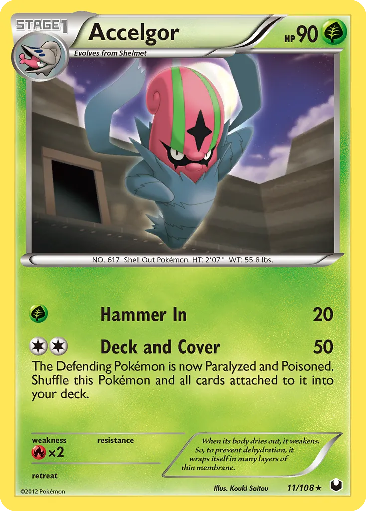 2012 Dark Explorers Accelgor Rare #011/108 Rare card image