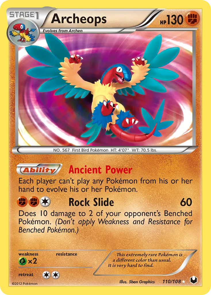 2012 Dark Explorers Archeops Rare Secret #110/108 Rare Secret card image