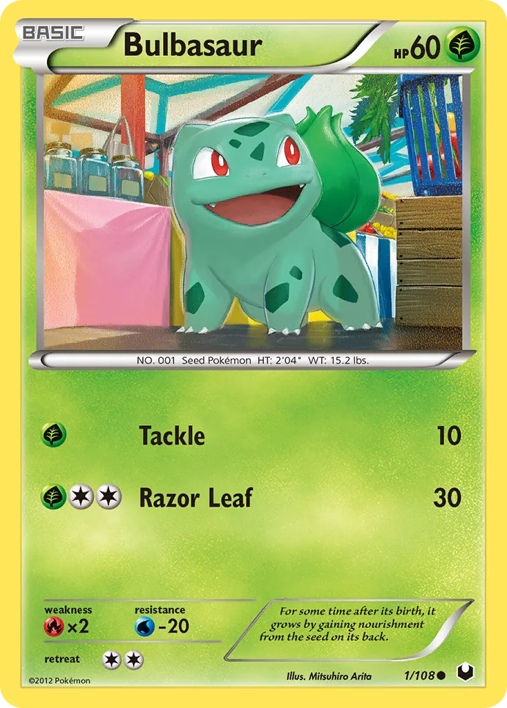 2012 Dark Explorers Bulbasaur Common #001/108 Common card image