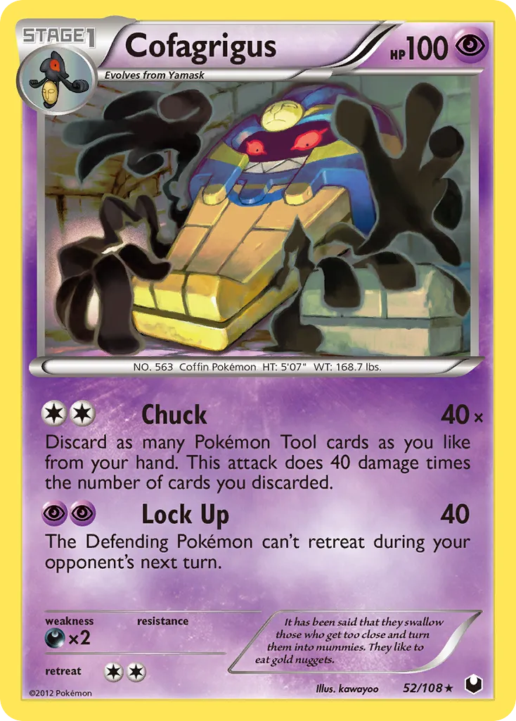 2012 Dark Explorers Cofagrigus Rare #052/108 Rare card image
