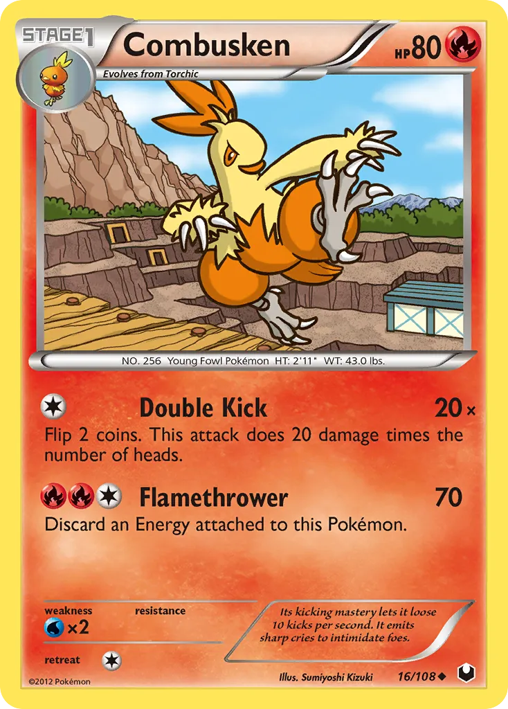 2012 Dark Explorers Combusken Uncommon #016/108 Uncommon card image