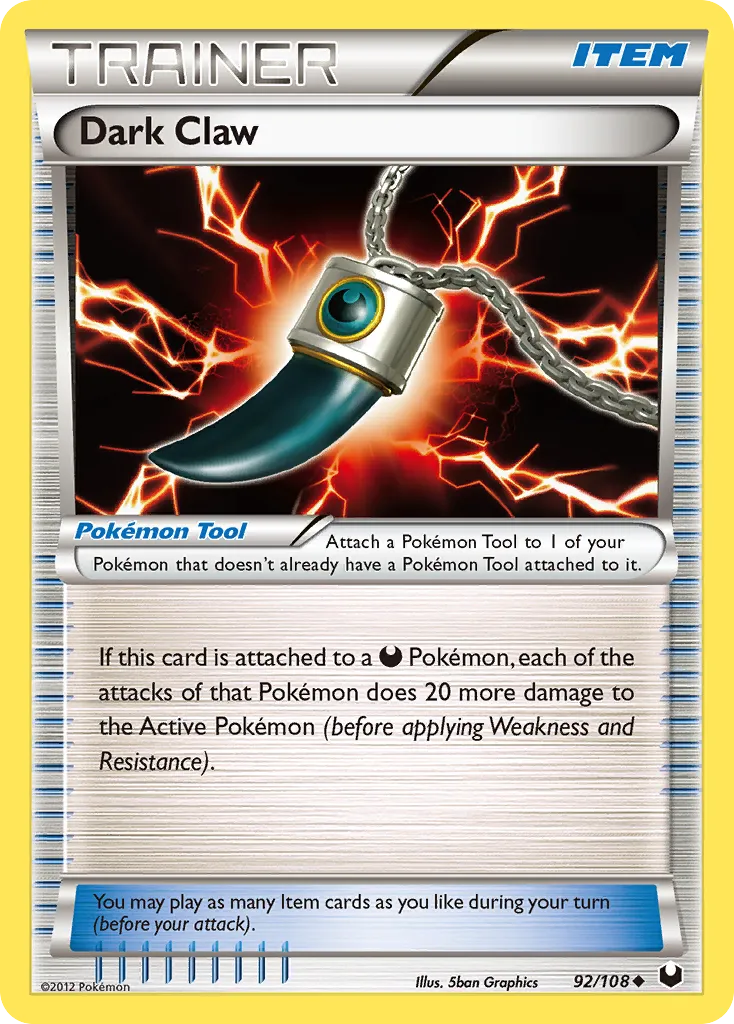 2012 Dark Explorers Dark Claw Uncommon #092/108 Uncommon card image