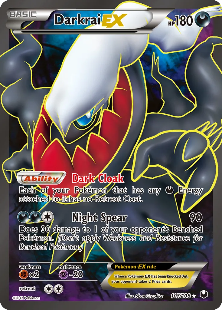 2012 Dark Explorers Darkrai-EX #107/108 Rare Ultra card image