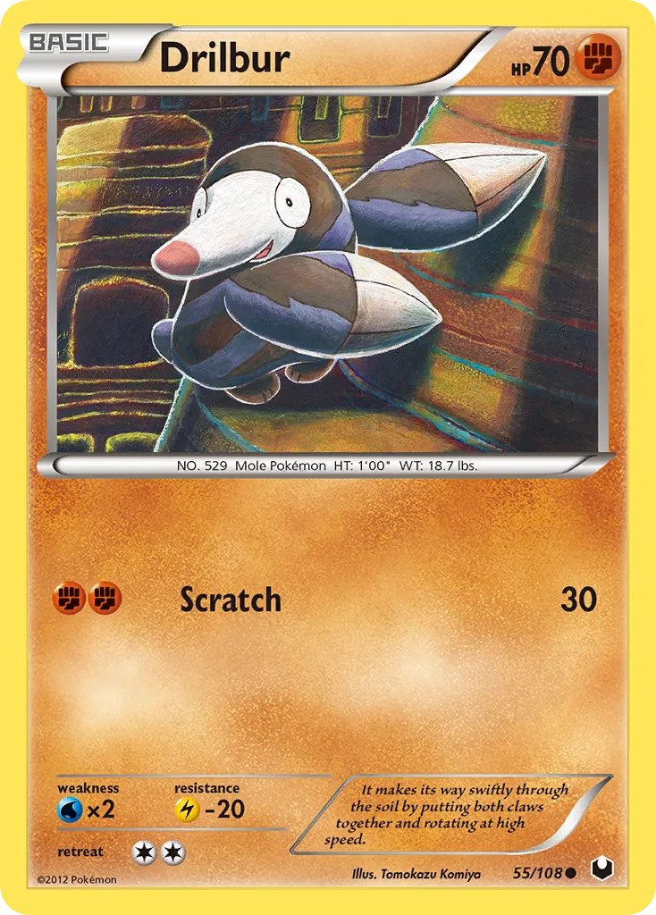 2012 Dark Explorers Drilbur Common #055/108 Common card image