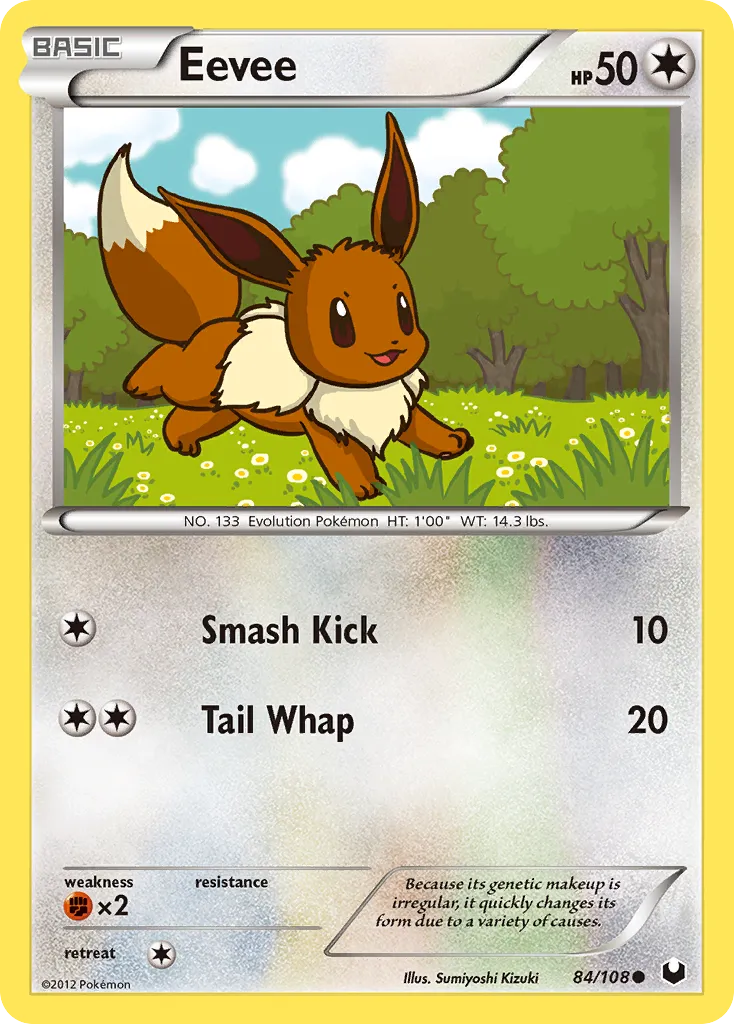 2012 Dark Explorers Eevee #084/108 Common card image