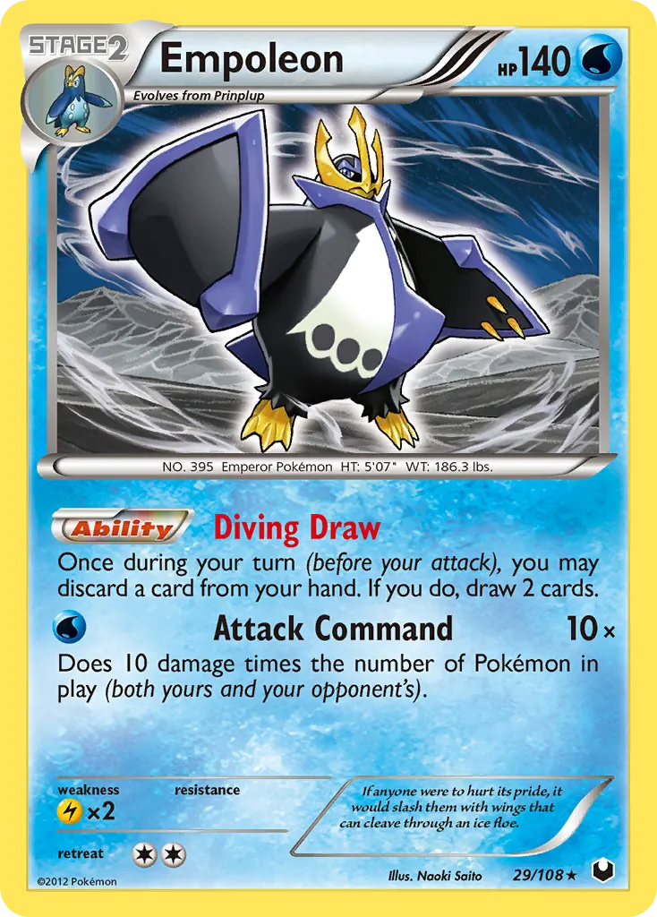 2012 Dark Explorers Empoleon Rare Holo #029/108 Rare Holo card image