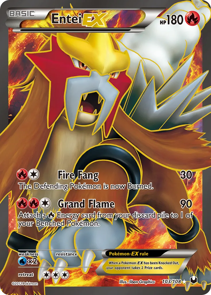 2012 Dark Explorers Entei-EX #103/108 Rare Ultra card image