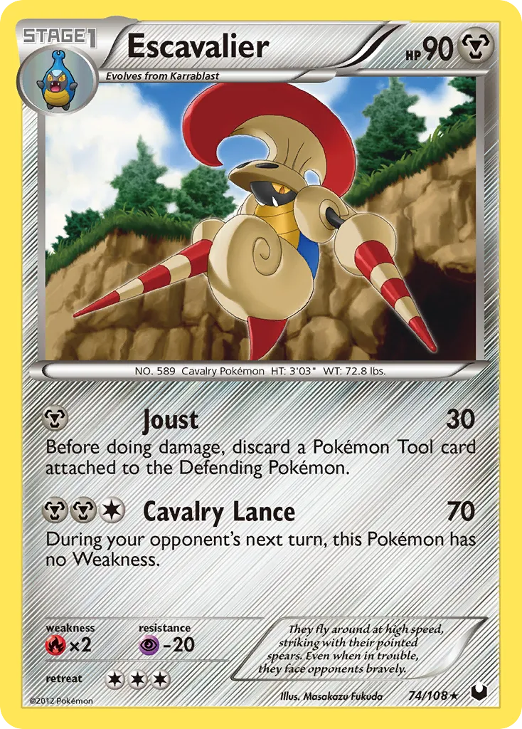 2012 Dark Explorers Escavalier Rare #074/108 Rare card image