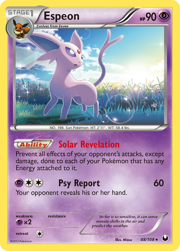 2012 Dark Explorers Espeon Rare #048/108 Rare card image