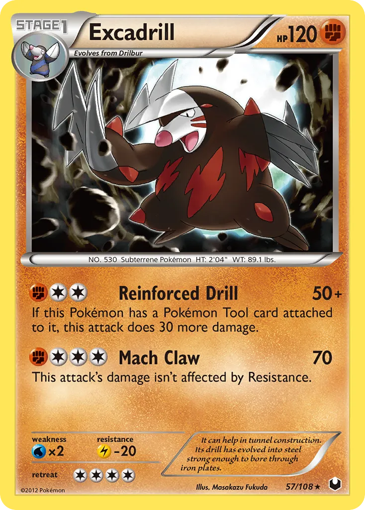 2012 Dark Explorers Excadrill #057/108 Rare card image
