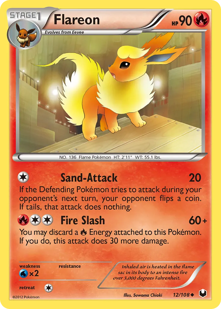 2012 Dark Explorers Flareon Uncommon #012/108 Uncommon card image