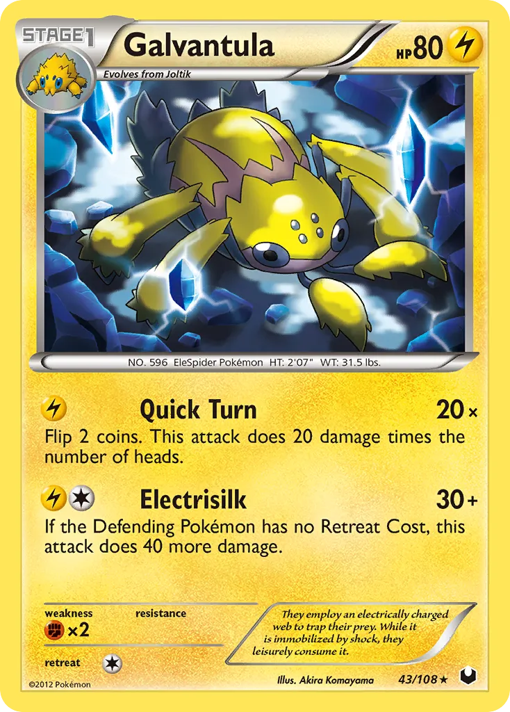 2012 Dark Explorers Galvantula Rare #043/108 Rare card image