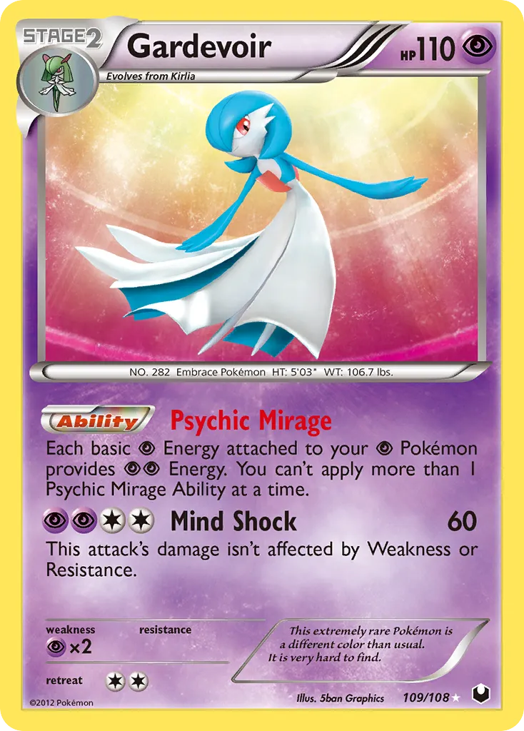 2012 Dark Explorers Gardevoir #109/108 Rare Secret card image