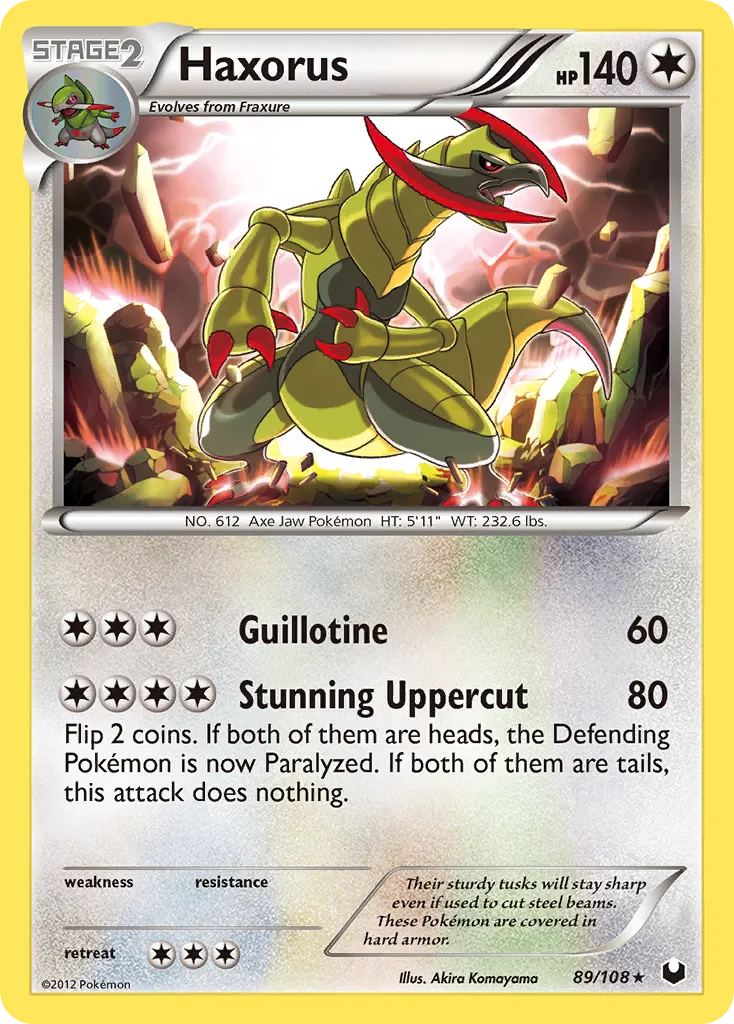2012 Dark Explorers Haxorus Rare Holo #089/108 Rare Holo card image