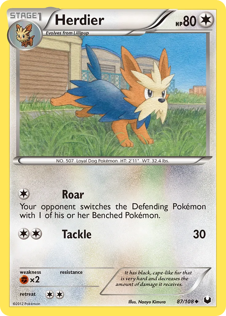 2012 Dark Explorers Herdier Uncommon #087/108 Uncommon card image