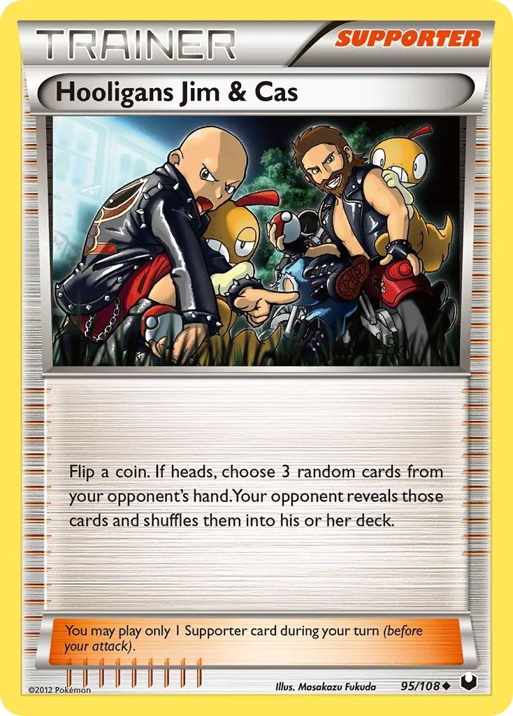 2012 Dark Explorers Hooligans Jim & Cas Uncommon #095/108 Uncommon card image