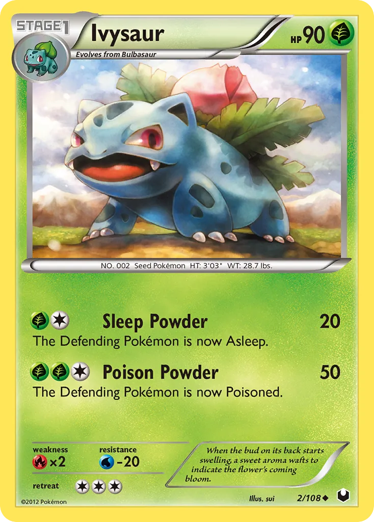 2012 Dark Explorers Ivysaur Uncommon #002/108 Uncommon card image