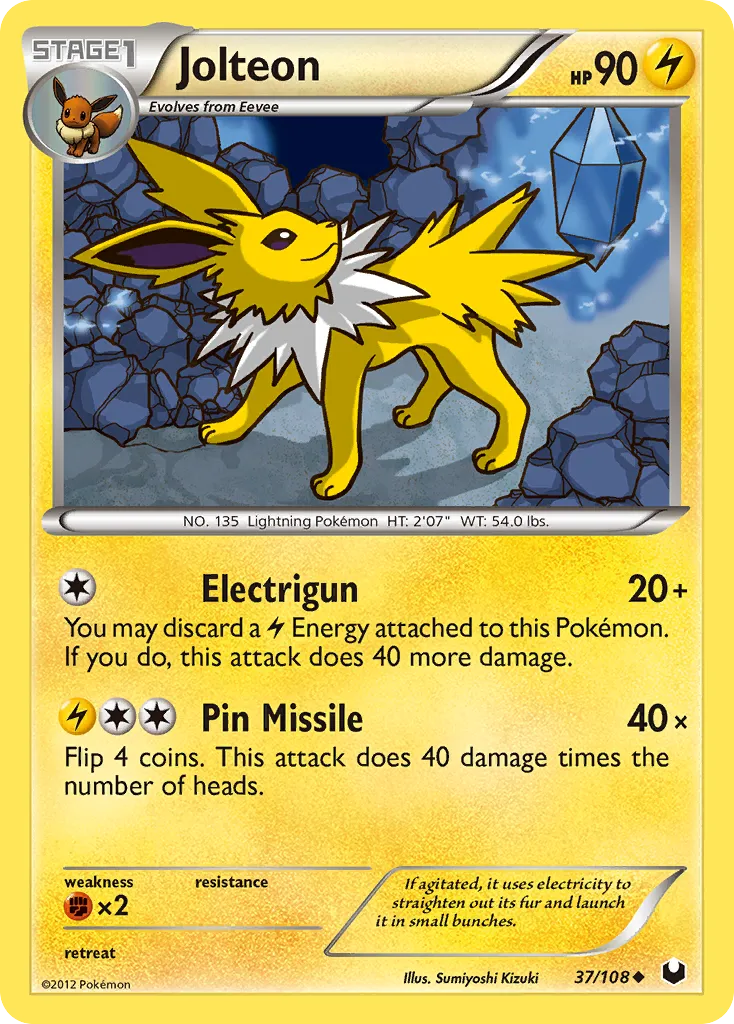 2012 Dark Explorers Jolteon Uncommon #037/108 Uncommon card image
