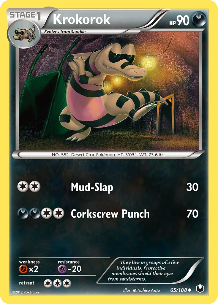 2012 Dark Explorers Krokorok Uncommon #065/108 Uncommon card image