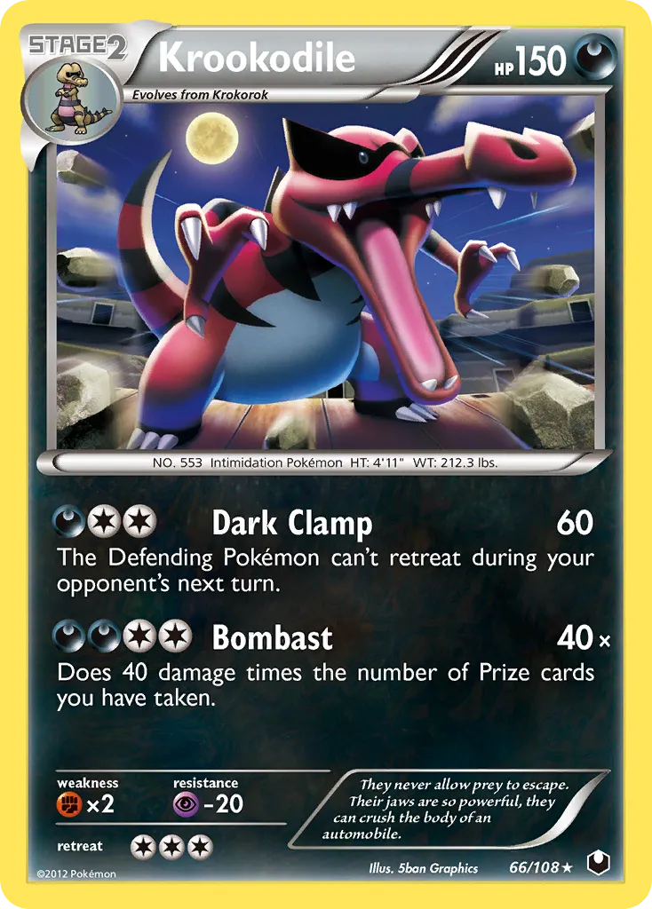 2012 Dark Explorers Krookodile #066/108 Rare Holo card image