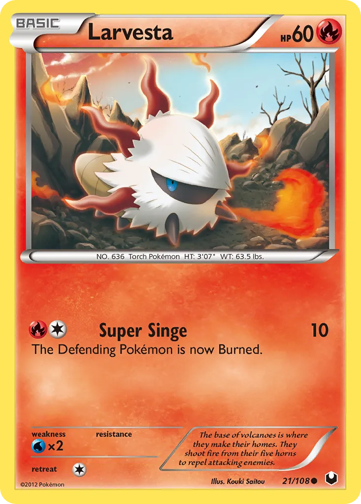 2012 Dark Explorers Larvesta #021/108 Common card image