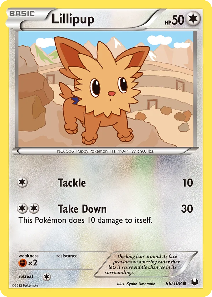 2012 Dark Explorers Lillipup Common #086/108 Common card image