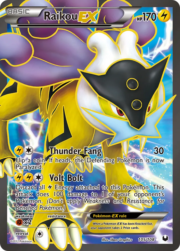 2012 Dark Explorers Raikou-EX #038/108 Rare Holo EX card image