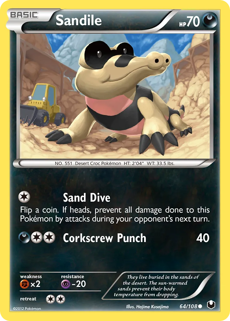2012 Dark Explorers Sandile Common #064/108 Common card image