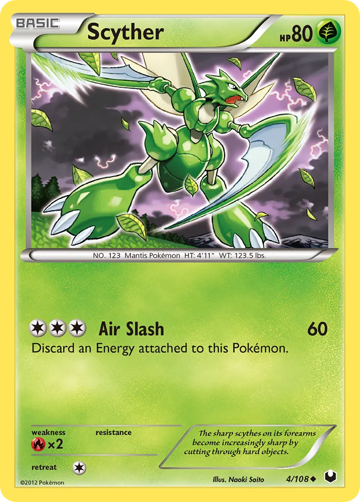 2012 Dark Explorers Scyther Uncommon #004/108 Uncommon card image