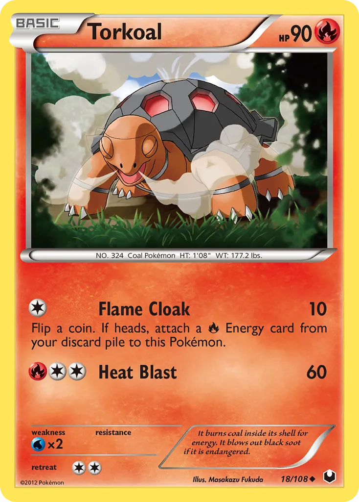 2012 Dark Explorers Torkoal Uncommon #018/108 Uncommon card image