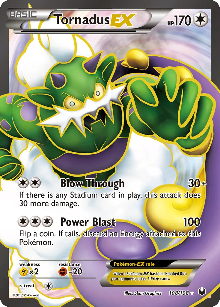 2012 Dark Explorers Tornadus-EX #108/108 Rare Ultra card image