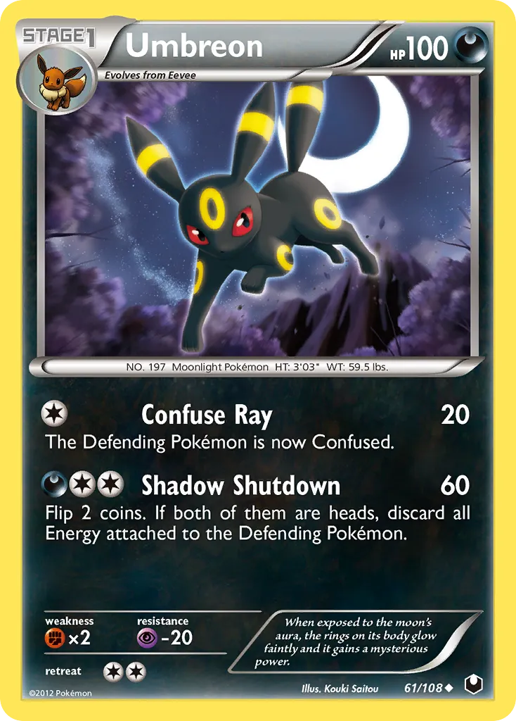 2012 Dark Explorers Umbreon #061/108 Uncommon card image