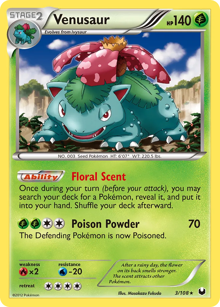 2012 Dark Explorers Venusaur Rare Holo #003/108 Rare Holo card image