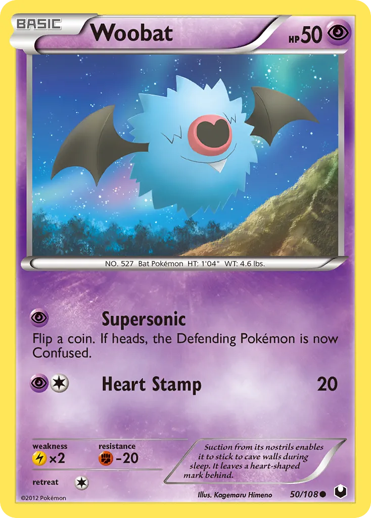 2012 Dark Explorers Woobat Common #050/108 Common card image